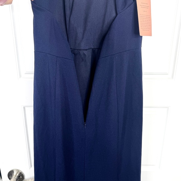 BHLDN Juliana High Neck Side Slit Stretch Crepe Maxi Dress NEW Size M Navy - Picture 14 of 15